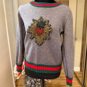 Stylish Gray Sweater with Embroidered Design